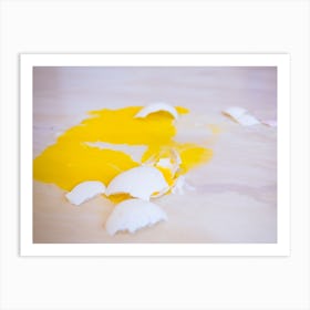 Broken Egg That Fell On The Floor Is Splattered With Yellow Yolk Everywhere Art Print