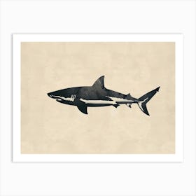 Great White Shark  Grey Silhouette 4 Art Print