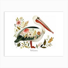 Little Floral Pelican 2 Poster Art Print