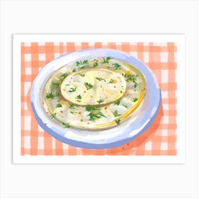 A Plate Of Fennel, Top View Food Illustration, Landscape 4 Art Print