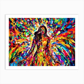 Color Splashed - Rainbow Woman Art Print