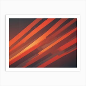 Abstract Background With Diagonal Lines In Shades Of Orange And Red Art Print