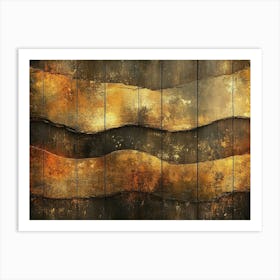 3d Abstract Design Featuring An Aged Wood Texture With A Vibrant Golden Color Scheme Art Print