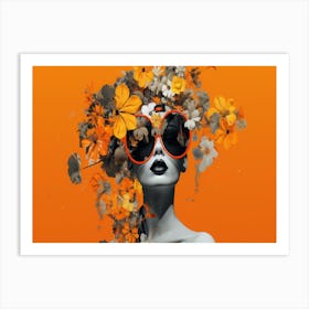 Woman With Flowers On Her Head 1 Art Print