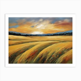Sunset In A Wheat Field Art Print