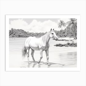 A Horse Oil Painting In Anse Lazio, Seychelles, Landscape 4 Art Print