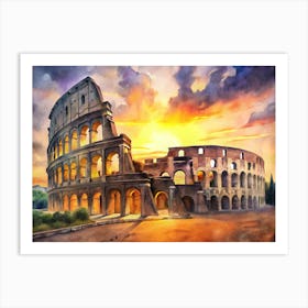 Colossion At Sunset Art Print