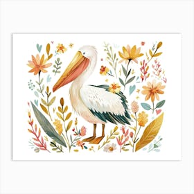 Little Floral Pelican 3 Art Print