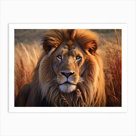 African Lion Close Up Realism 1 Art Print