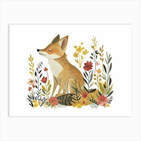 Little Floral Coyote 2 Art Print