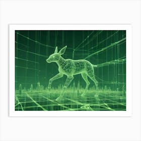 An Illustration Of A Stylized, Digital Deer Standing In A Digital Environment Art Print