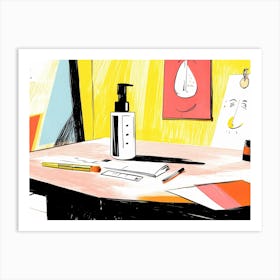 Desk with Cream Art Print