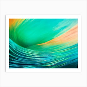 Abstract Background Featuring A Wave Cresting With Vibrant Tropical Ocean Hues Merge Of Turquoise A (3) Art Print