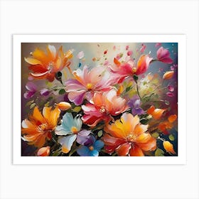 Colorful Flowers In A Vase Art Print