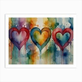 Three Hearts Art Print