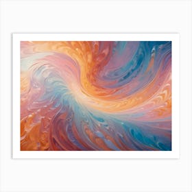 Abstract Pattern Resembling A Swirl Or A Stylized Flower With Pink And Blue Hues, Blurry, Almost A Watercolour Effect Art Print