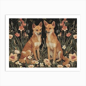 Floral Animal Illustration Dingo 3 Art Print