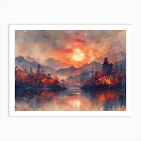 Sunset In The Mountains Art Print