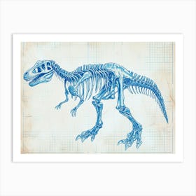 Allosaurus Skeleton Hand Drawn Blueprint 1 Art Print