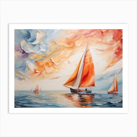 Sailboats In The Sea Art Print