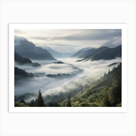 Misty Valley Paintings Art Print Art Print