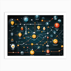 A Detailed Graphic Illustration Of Global Positioning System Icons And Symbols Floating Seamlessly (3) Art Print