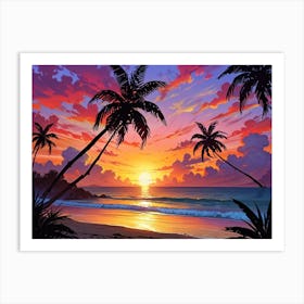 Sunset At The Beach 50 Art Print