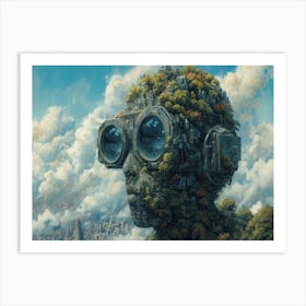 Digital Fusion: Human and Virtual Realms - A Neo-Surrealist Collection. City In The Sky Art Print