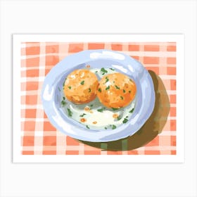 A Plate Of Arancini, Top View Food Illustration, Landscape 1 Art Print