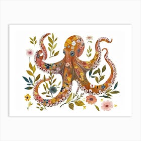 Little Floral Octopus 1 Art Print