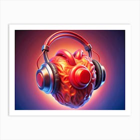 Human Brain With Headphones Art Print