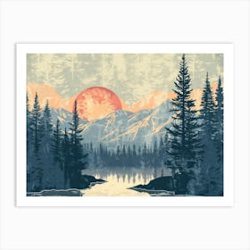 Retro Landscape Illustration 9 Art Print