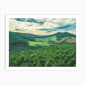 Mountain Landscape With Trees And Clouds Art Print