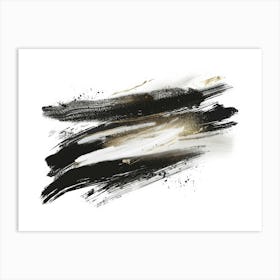 Black And Gold Brushstrokes 4 Art Print