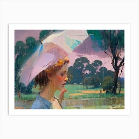 Woman In The Rain Art Print