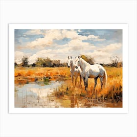 Horses Painting In Pampas Region, Argentina, Landscape 2 Art Print