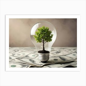 Tree In A Lightbulb Art Print