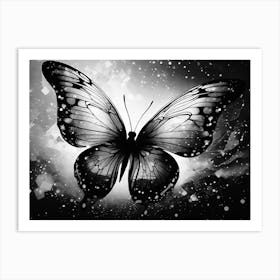 Black And White Butterfly 12 Art Print