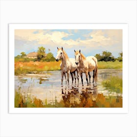 Horses Painting In Loire Valley, France, Landscape 2 Art Print