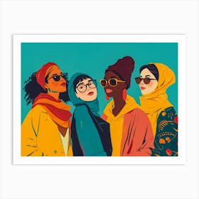 Modern Illustration Of Women In Harmony Enjoying Their Diversity 1 Art Print