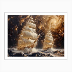 Two Ships In A Storm Art Print