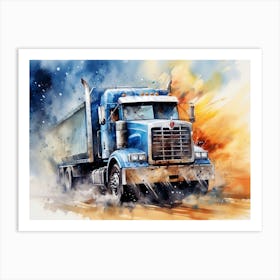 Semi Truck Painting Art Print