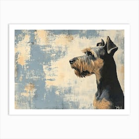 Minimal Terrier Blue And Beige 1 Art Print