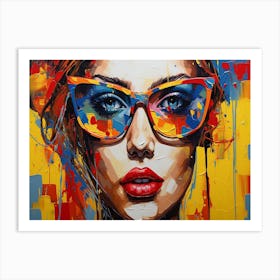 Colorful Woman With Sunglasses 1 Art Print