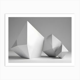 Abstract Still Life With Geometric Shapes In Shades Of White, Creating A Minimalist And Modern Design Art Print