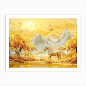 Golden Horse 2 Art Print