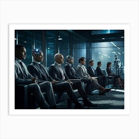 A Diverse Group Of Professionals With Varied Expressions Of Anticipation And Frustration Idled In A Art Print