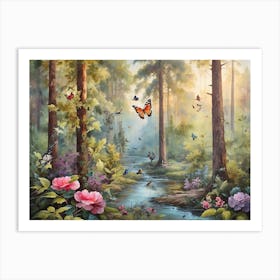 Butterflies In The Forest 1 Art Print