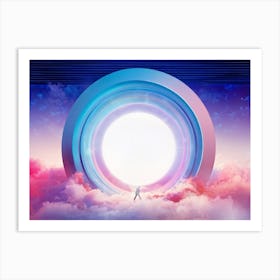 Geometric Portal Opening Into A Swirl Of Abstract Dreamy Sky Portal Edges Sharp And Defined Against (1) Art Print