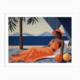 Woman In An Orange Hat Art Print